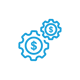 Icon of gears with dollar sign symbol in it to symbolize FOURTH UTILITY Cost Efficiency