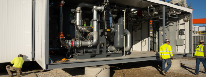 The inside of a DIRECTAIR Industrial building showing the pipes and machinery to get compressed air into the plant